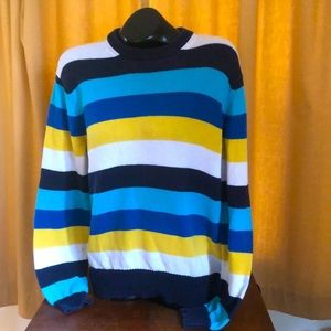 $79 New Michael Kors Striped 100% Cotton crewneck Sweater Men’s size Large